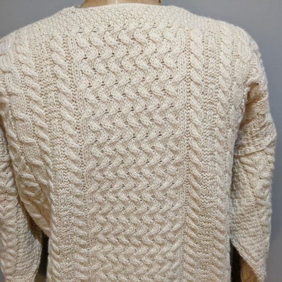 Authentic Irish Sweater Aran Carraig Donn Wool - Picture 8 of 10